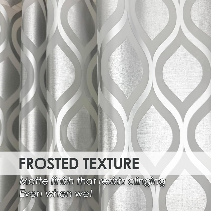 TRIMENGO Plastic Shower Curtain Liner, Silver Striped Pattern, Waterproof Printed PEVA Shower Curtain with Design, Rustproof Grommets, Standard Size 70x72 Bathtub Curtain for Bathroom (Pack of 1) - Image 2